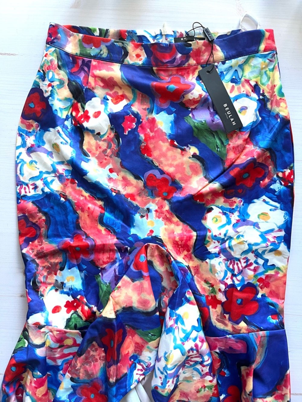 Beulah Style- Floral High-Waist Mermaid Skirt - Picture 15 of 16